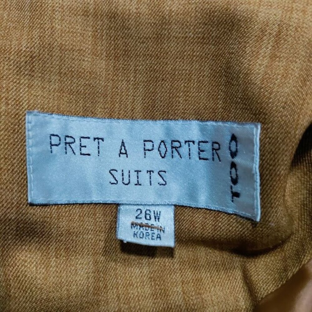 PRET A PORTER SUITS Stylish Tan Vintage Fully Lined Blazer & Pants Set Size 26W - Picture 3 of 16